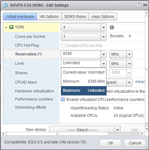 Edit settings CPU