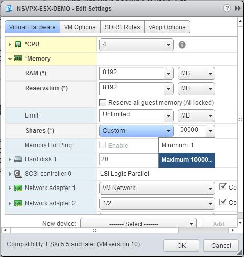 Memory settings