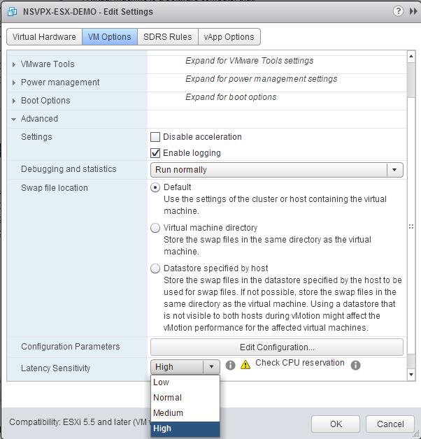 Options de paramètres de machine virtuelle