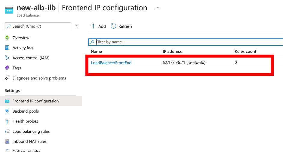 フロントエンド IP 構成