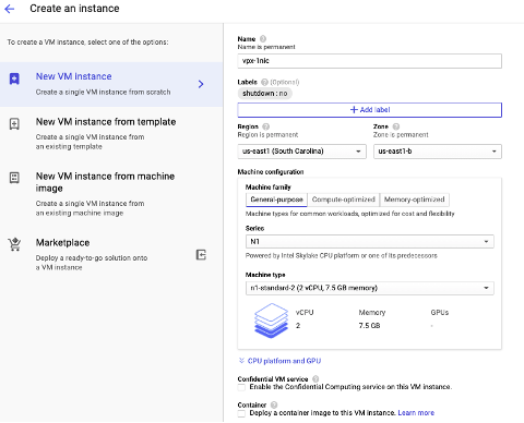 Instance de deux vCPU