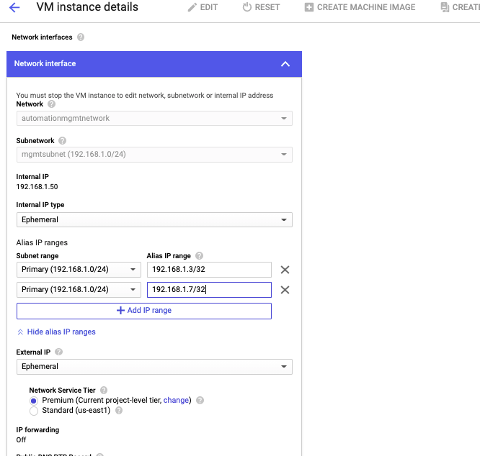 GCP Network interface