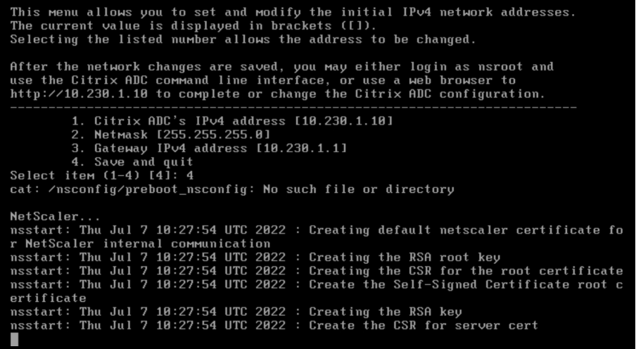 Set the management IP and gateway