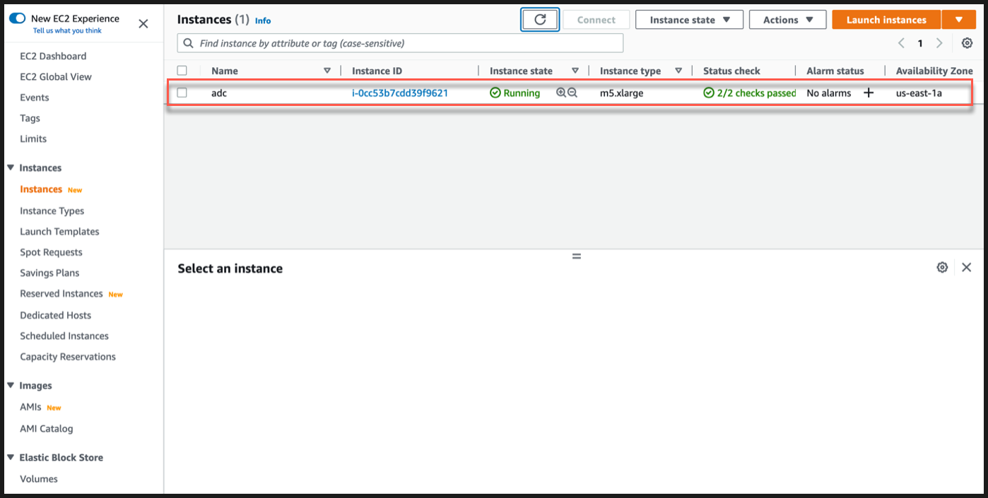 Sélectionnez une instance ADC