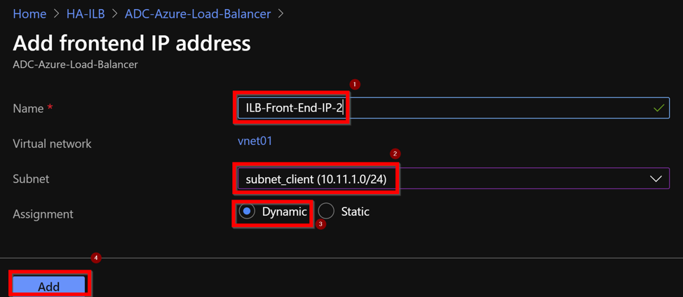 フロントエンド IP アドレスの追加