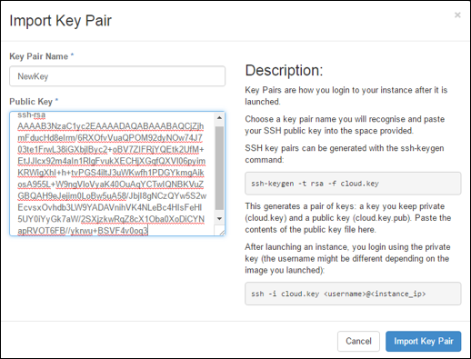 Importer une paire de clés OpenStack