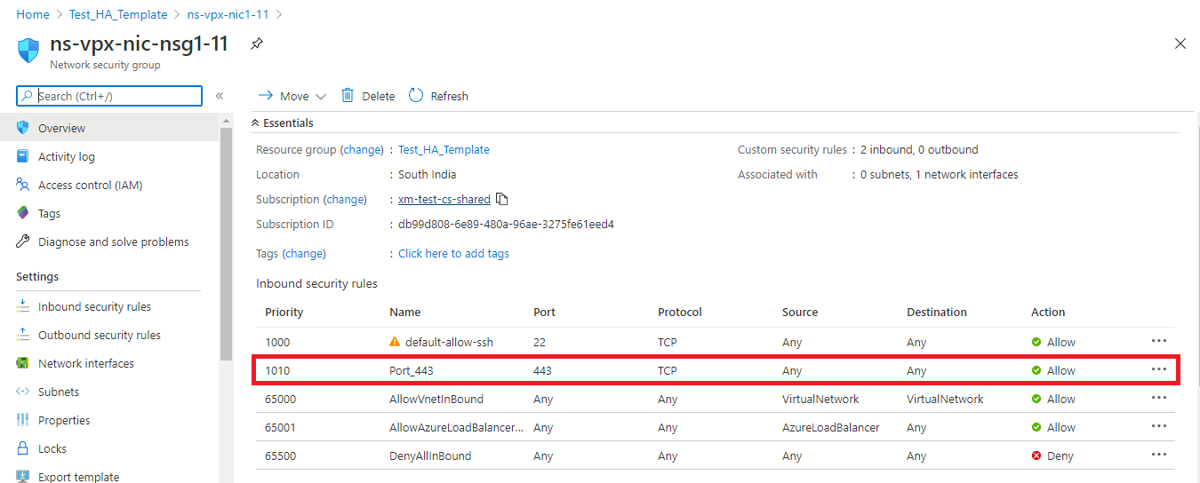 Inbound security rule2