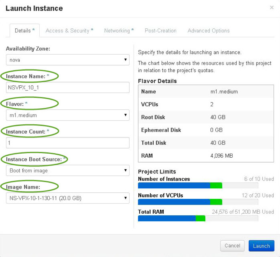 Launch wizard details