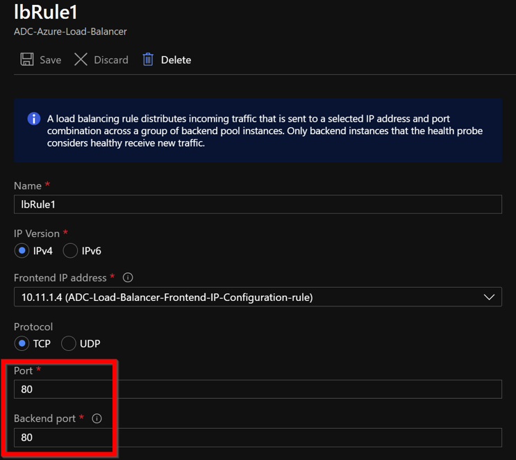 LB Rule uses port 80