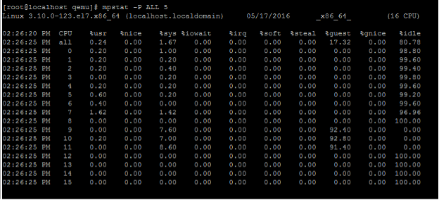 Output of the mpstat command