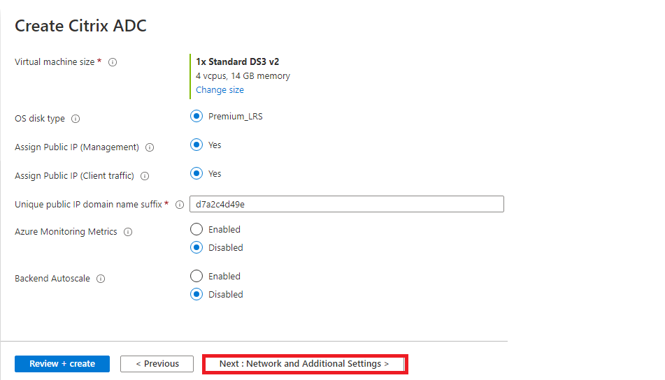 Network and Additional settings