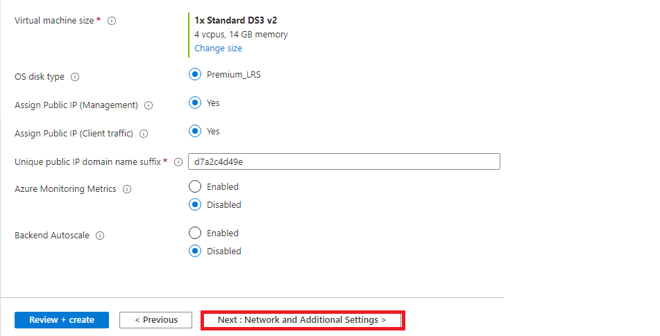 Network and Additional settings