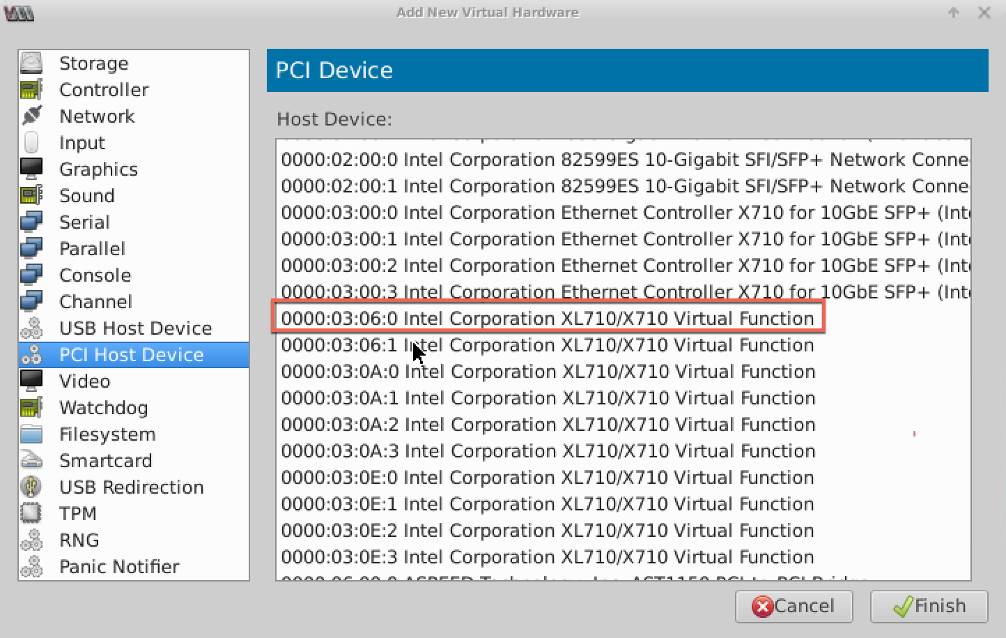 VF para NIC Intel XL710 40G