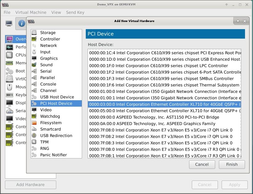 Configuración de host PCI