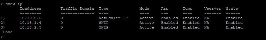 在 ALB 的辅助节点上显示 IP CLI