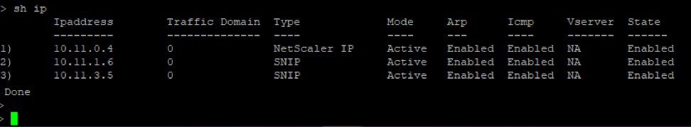 在辅助节点上显示 IP CLI