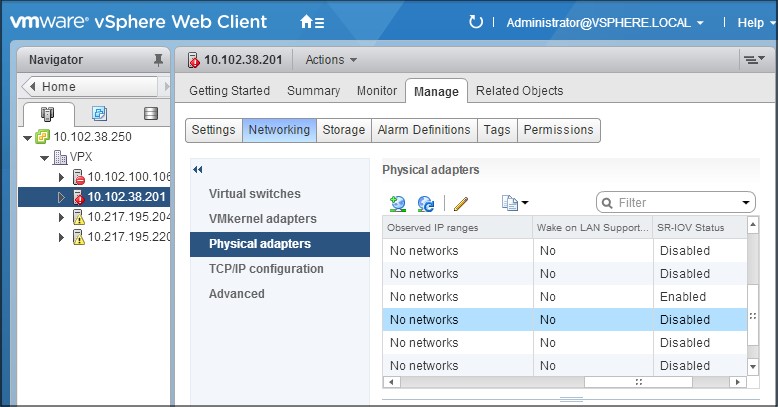 SR-IOV status