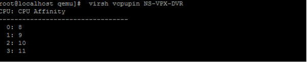virsh-vcpupin コマンドの出力