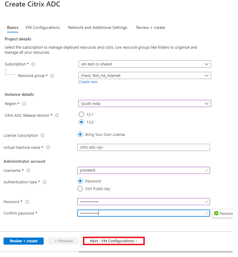 VM Configurations for ALB